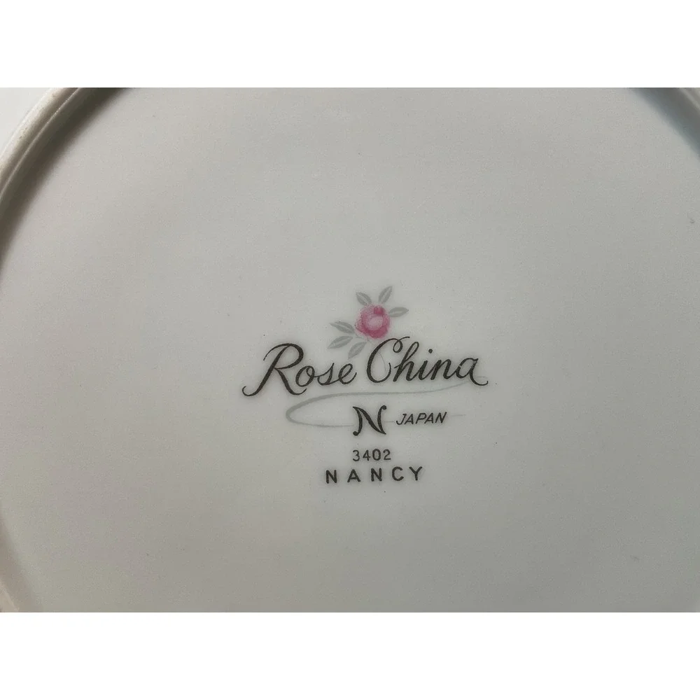 Rose‎ China Japan Nancy Rose Floral Silver Rim Dinner Plates Set of 6